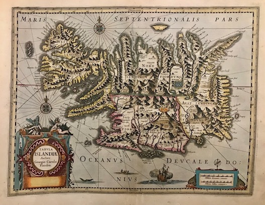 Mercator Gerard - Hondius Jodocus Tabula Islandiae. Auctore Georgio Carolo Flandro 1638 Amsterdam 